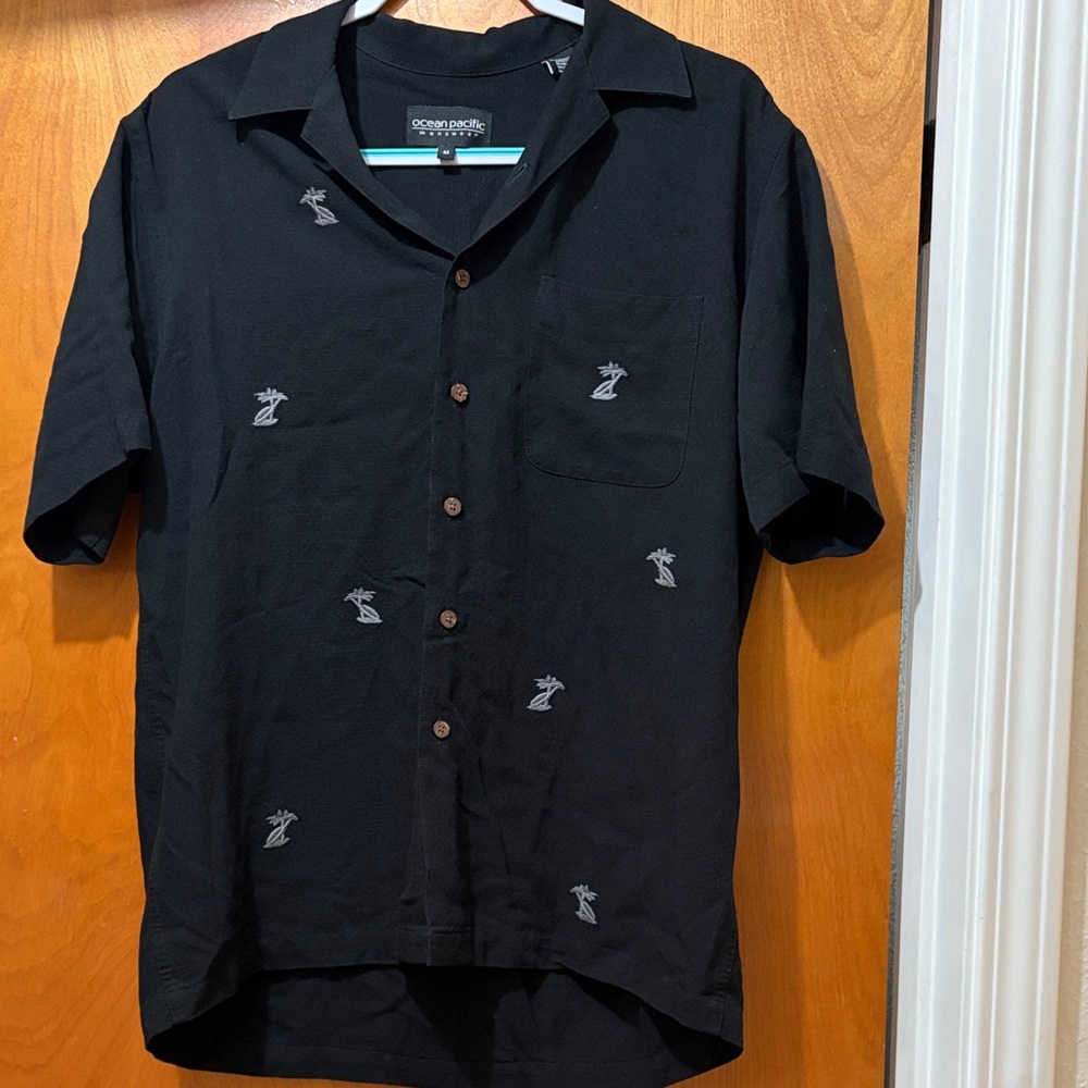 Ocean Pacific Menswear Black Casual Button Down Shirt